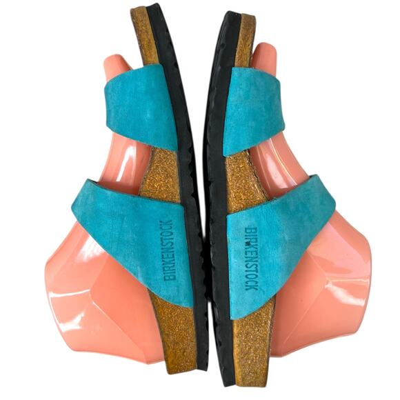BIRKENSTOCK Arizona Turquoise Suede Leather Sandals Women’s Size EU 38 US 7–7.5 - Picture 3 of 11